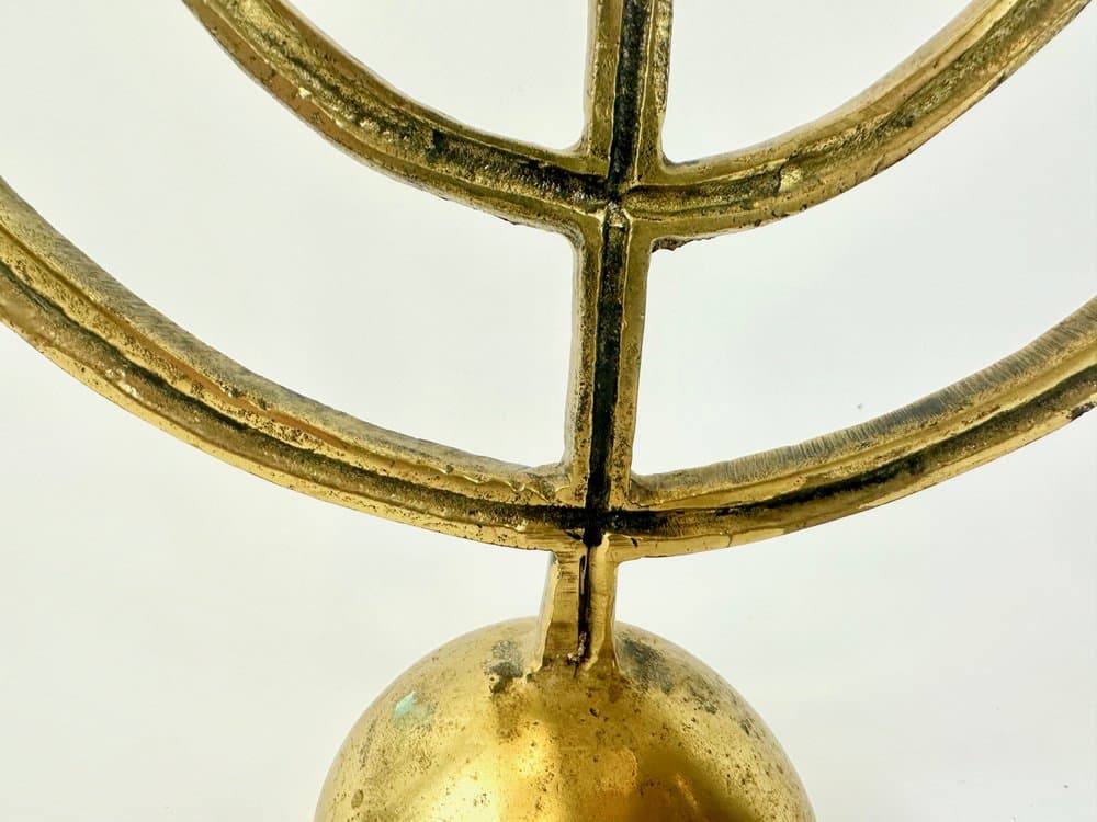 Candleholder Brutalism, golden brass, Germany, 1970s - 149683