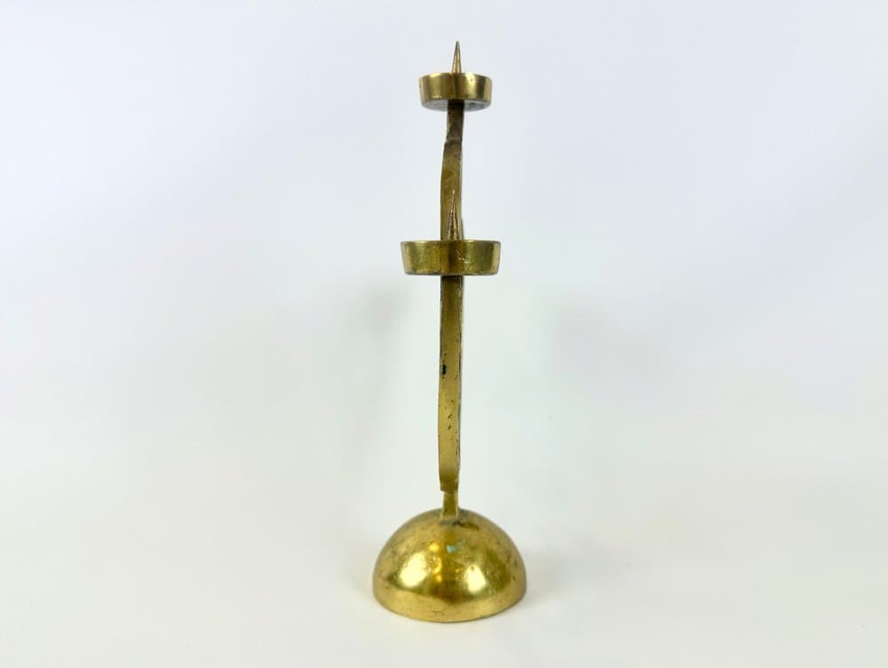 Candleholder Brutalism, golden brass, Germany, 1970s - 149684