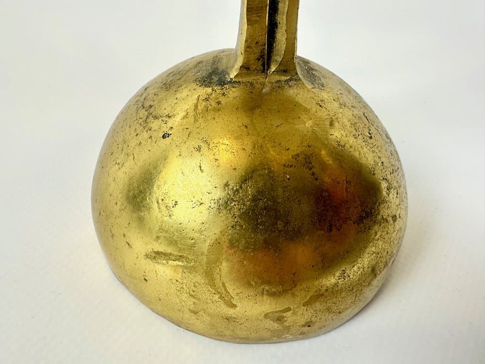 Candleholder Brutalism, golden brass, Germany, 1970s - 149681