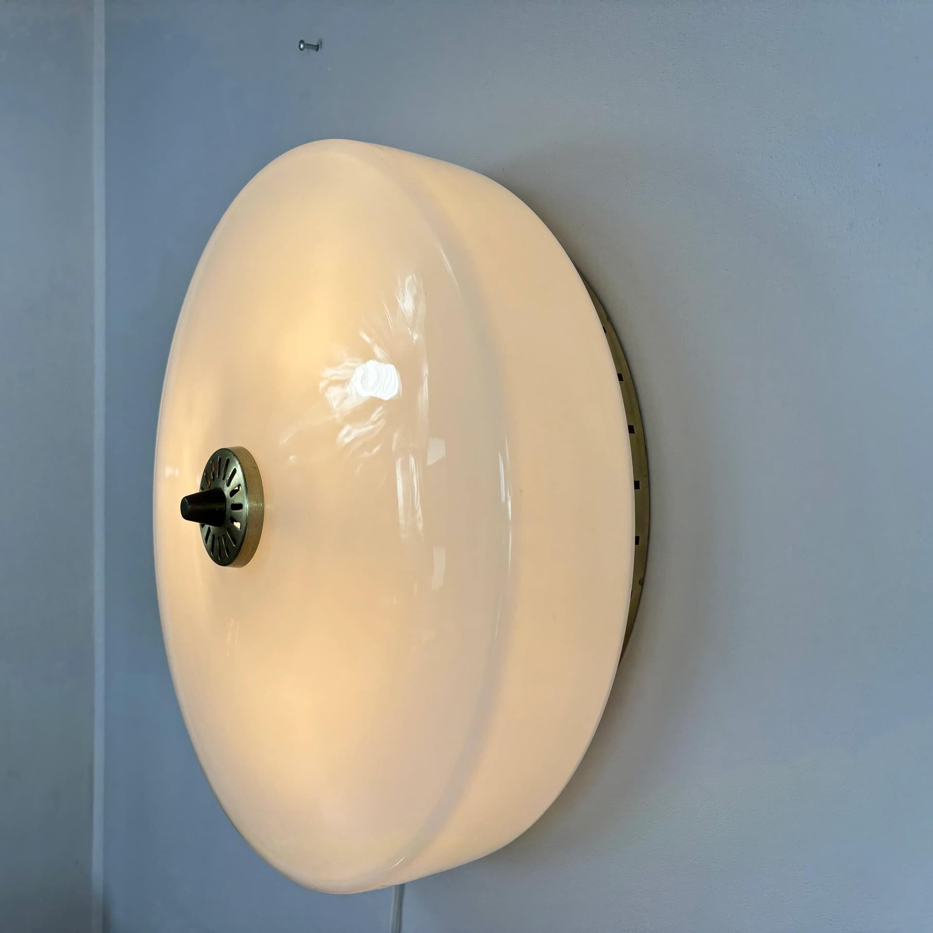 Milky White Opaline Glass Ceiling Lamp, Bauhaus, Germany, 1970s - 8987