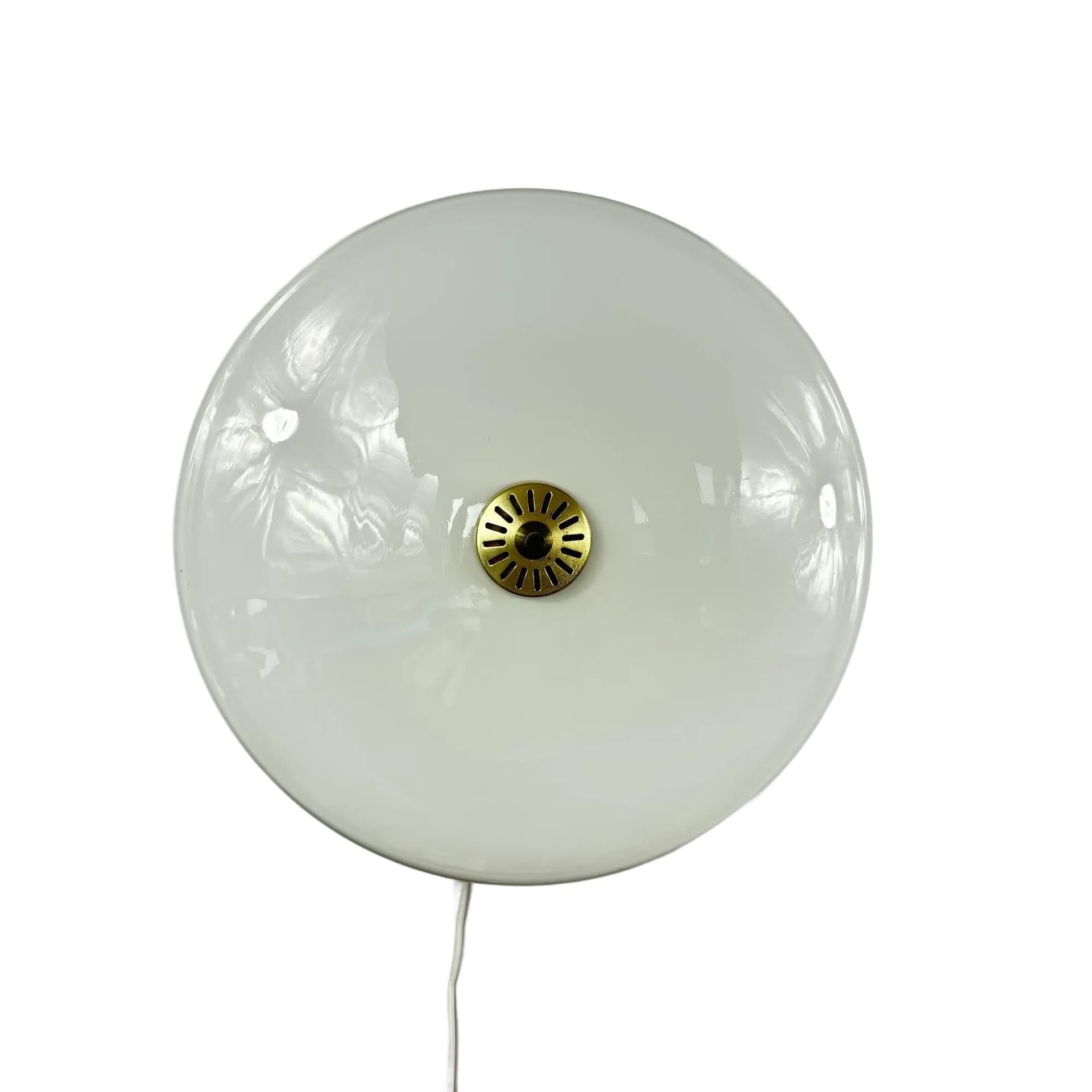 Milky White Opaline Glass Ceiling Lamp, Bauhaus, Germany, 1970s