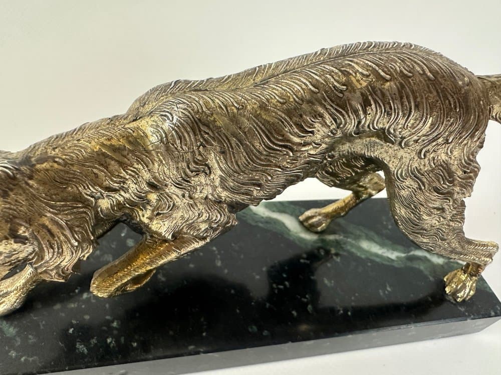 Figurka setera irlandzkiego Art déco, złoty, Włochy, lata 30. - 149709