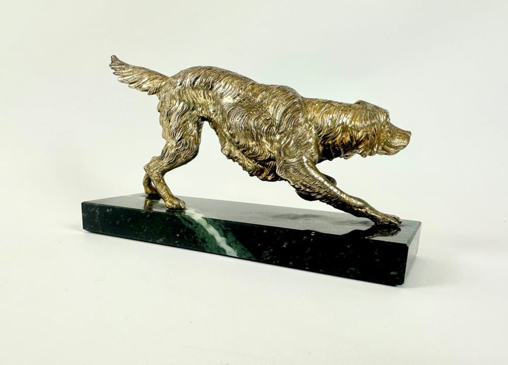 Figurka setera irlandzkiego Art déco, złoty, Włochy, lata 30. - 149707