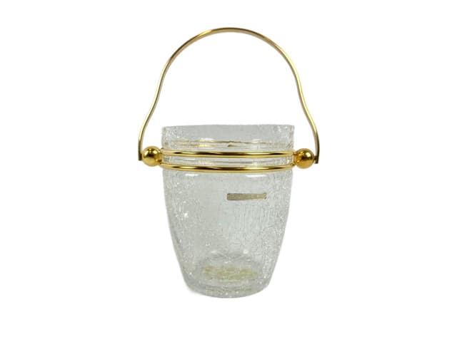 Ice bucket, transparent crystal glass, Belgium, 1960s. - DIMENSION