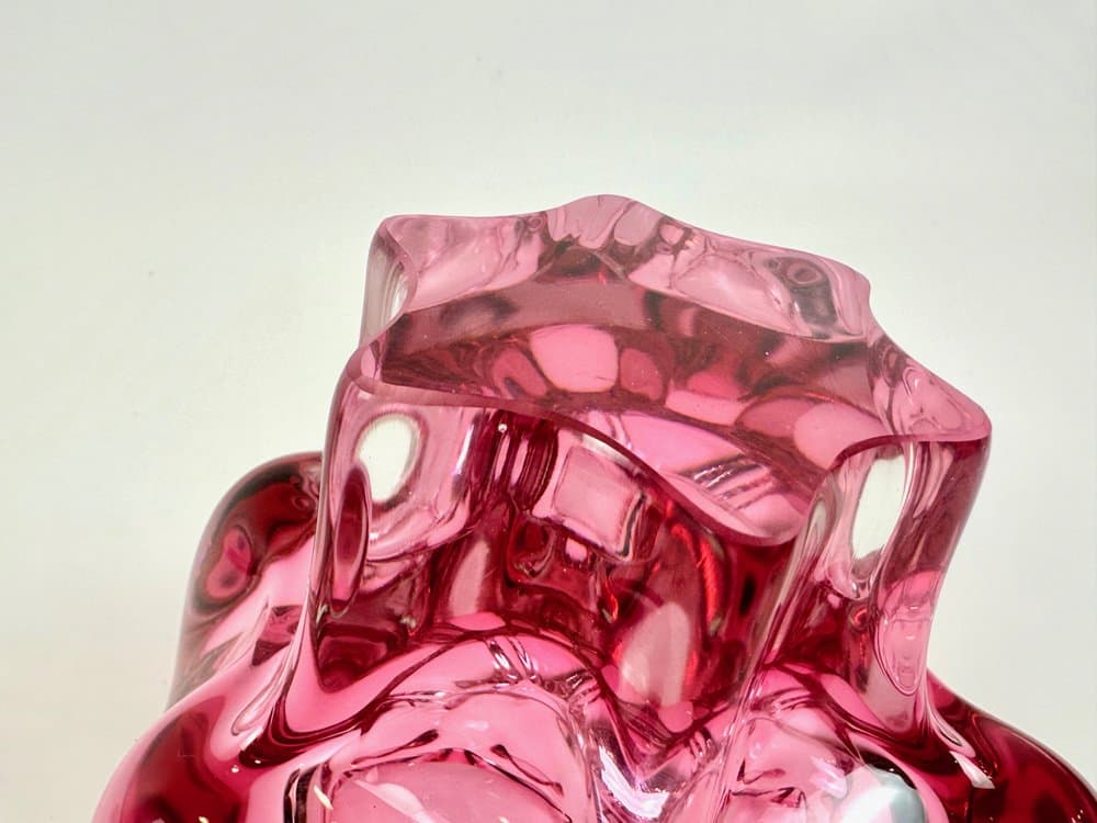 Bowl Bohemia, pink glass, by J. Hospodka, Czech Republic, 1960s. - 149855