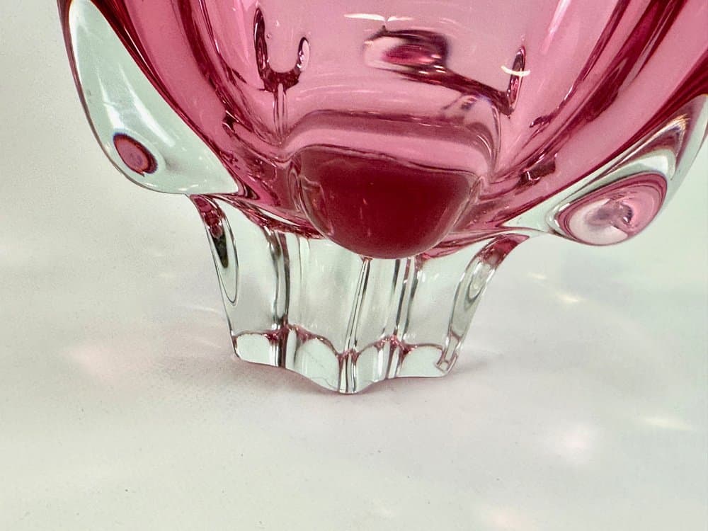 Bowl Bohemia, pink glass, by J. Hospodka, Czech Republic, 1960s. - 149856