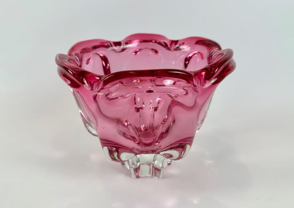 Bowl Bohemia, pink glass, by J. Hospodka, Czech Republic, 1960s. - 149851