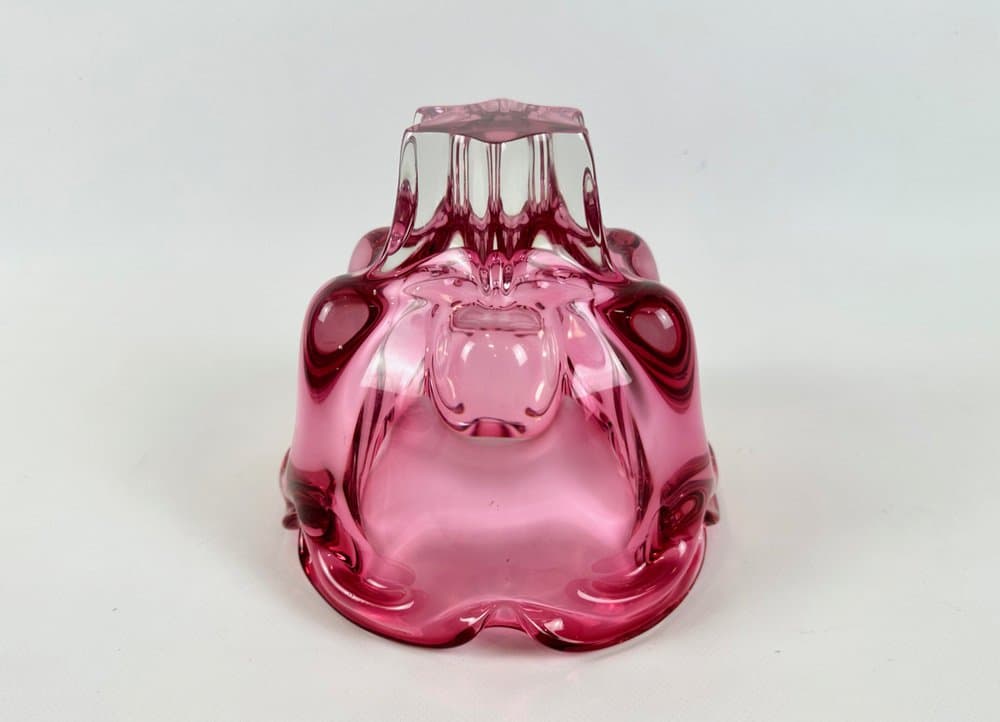 Bowl Bohemia, pink glass, by J. Hospodka, Czech Republic, 1960s. - 149854