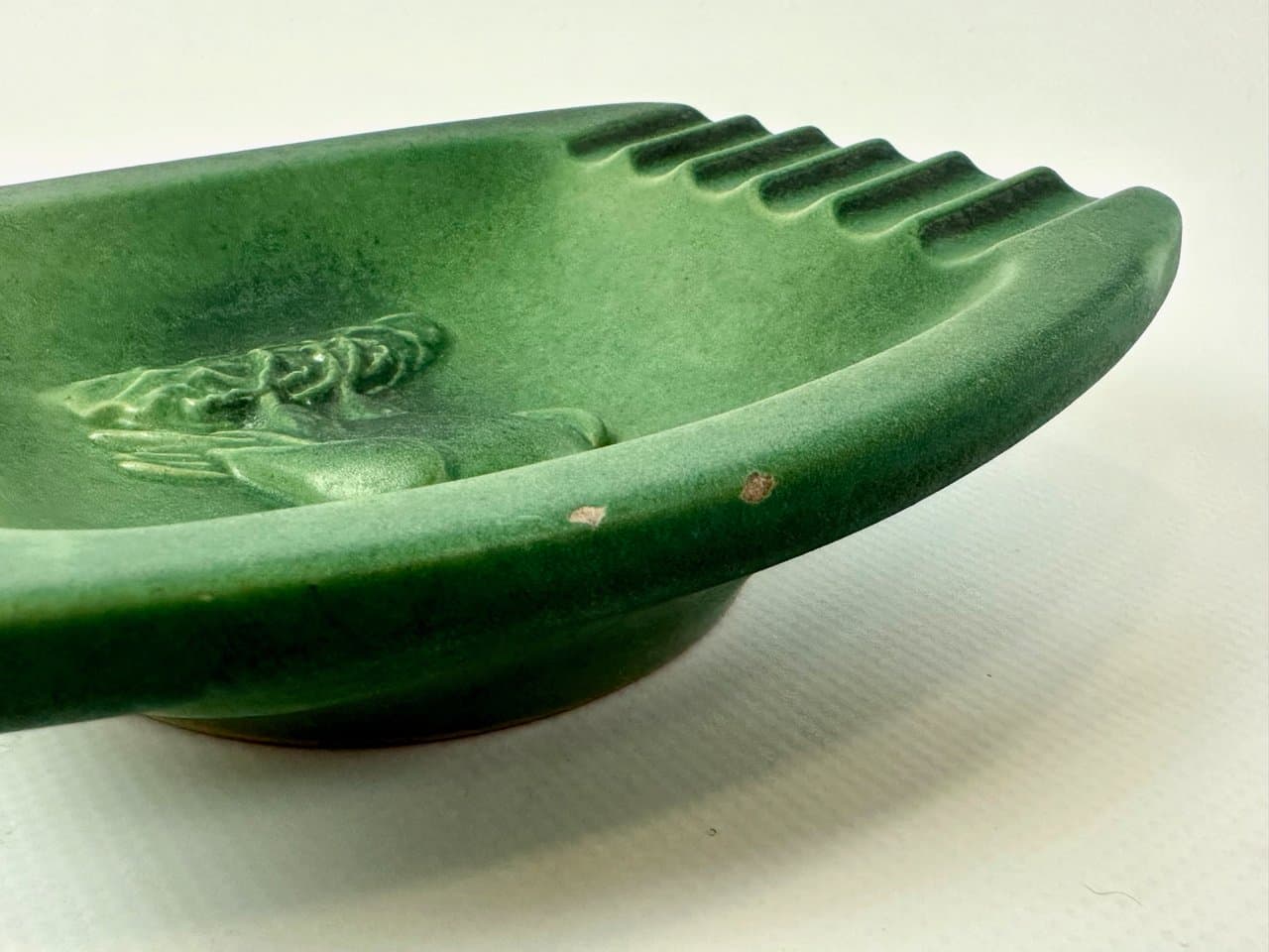 Popielniczka Art Deco, zielona, ceramika, Dania, lata 40. - 149953