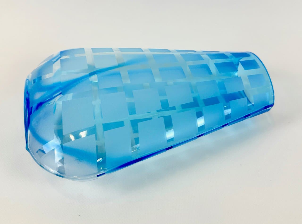 Wazon geometryczny, błękitny, szkło, Czechy, lata 60. - 149985