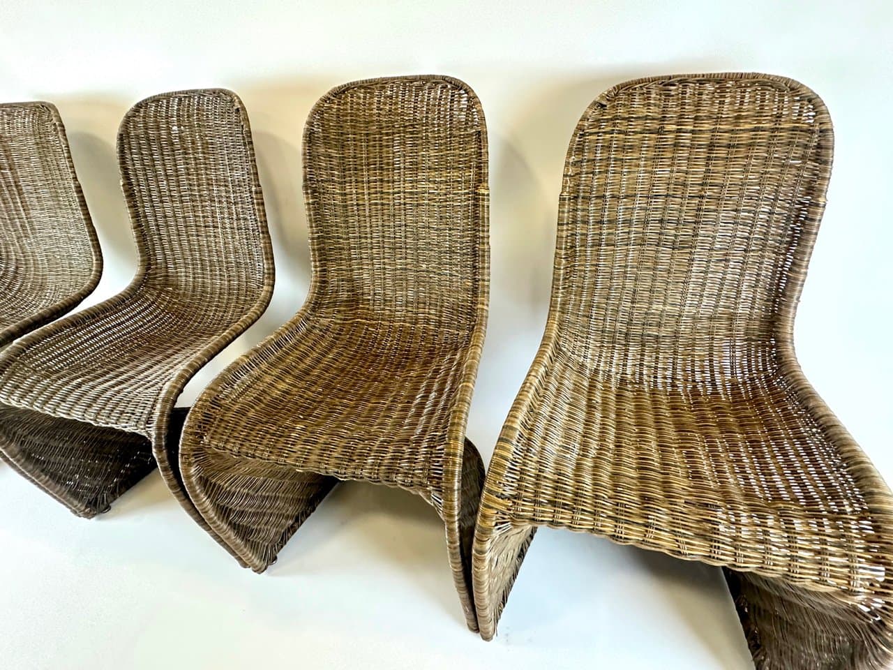 Zestaw czterech krzeseł S, brązowy, wiklina, Niemcy, lata 90. - 150008