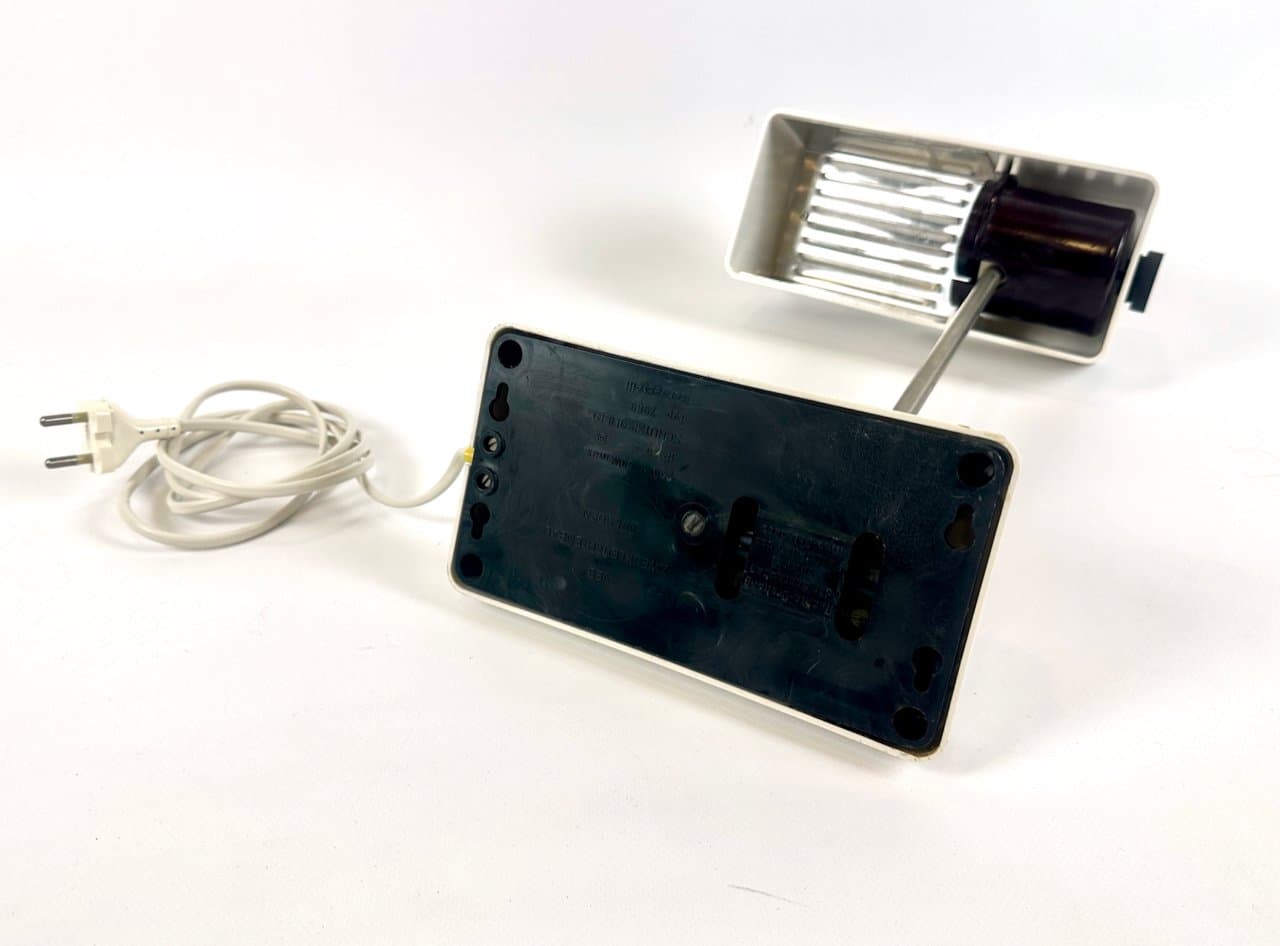 Lampa biurkowa, ivory white, bakelit, metal, Niemcy, lata 50. - 150047