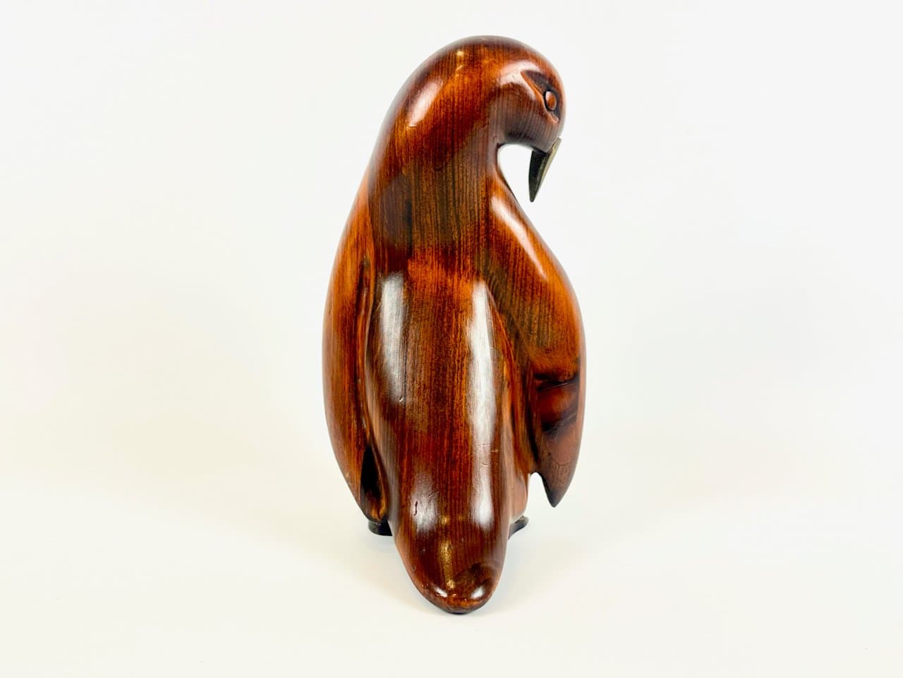Penguin figurine, brown, wood, brass, 1970s. - 150083