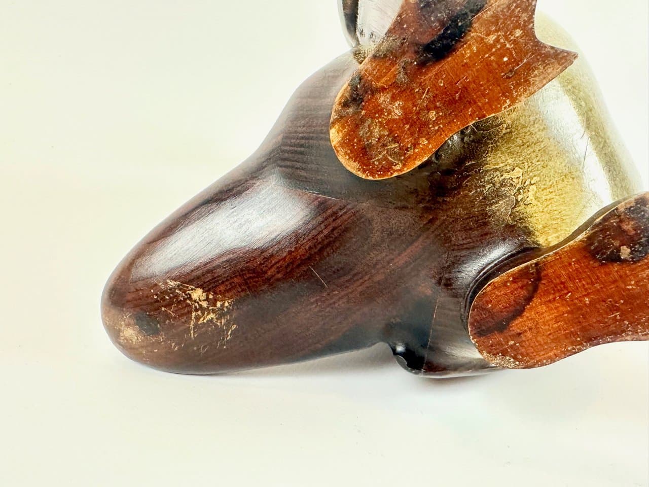 Penguin figurine, brown, wood, brass, 1970s. - 150084