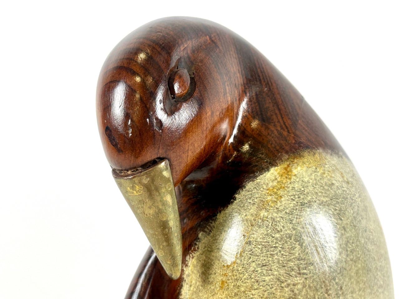 Penguin figurine, brown, wood, brass, 1970s. - 150078