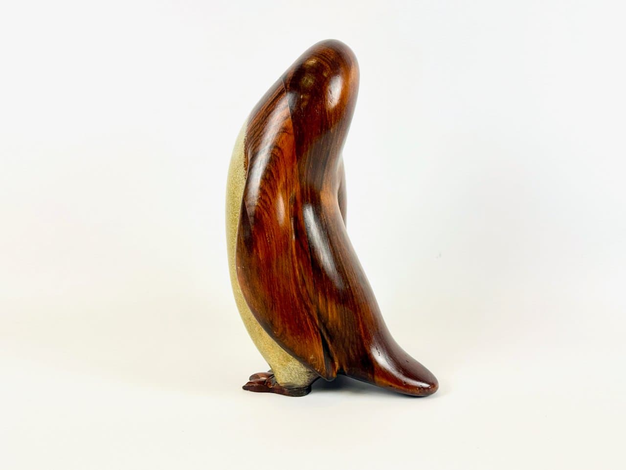 Penguin figurine, brown, wood, brass, 1970s. - 150082
