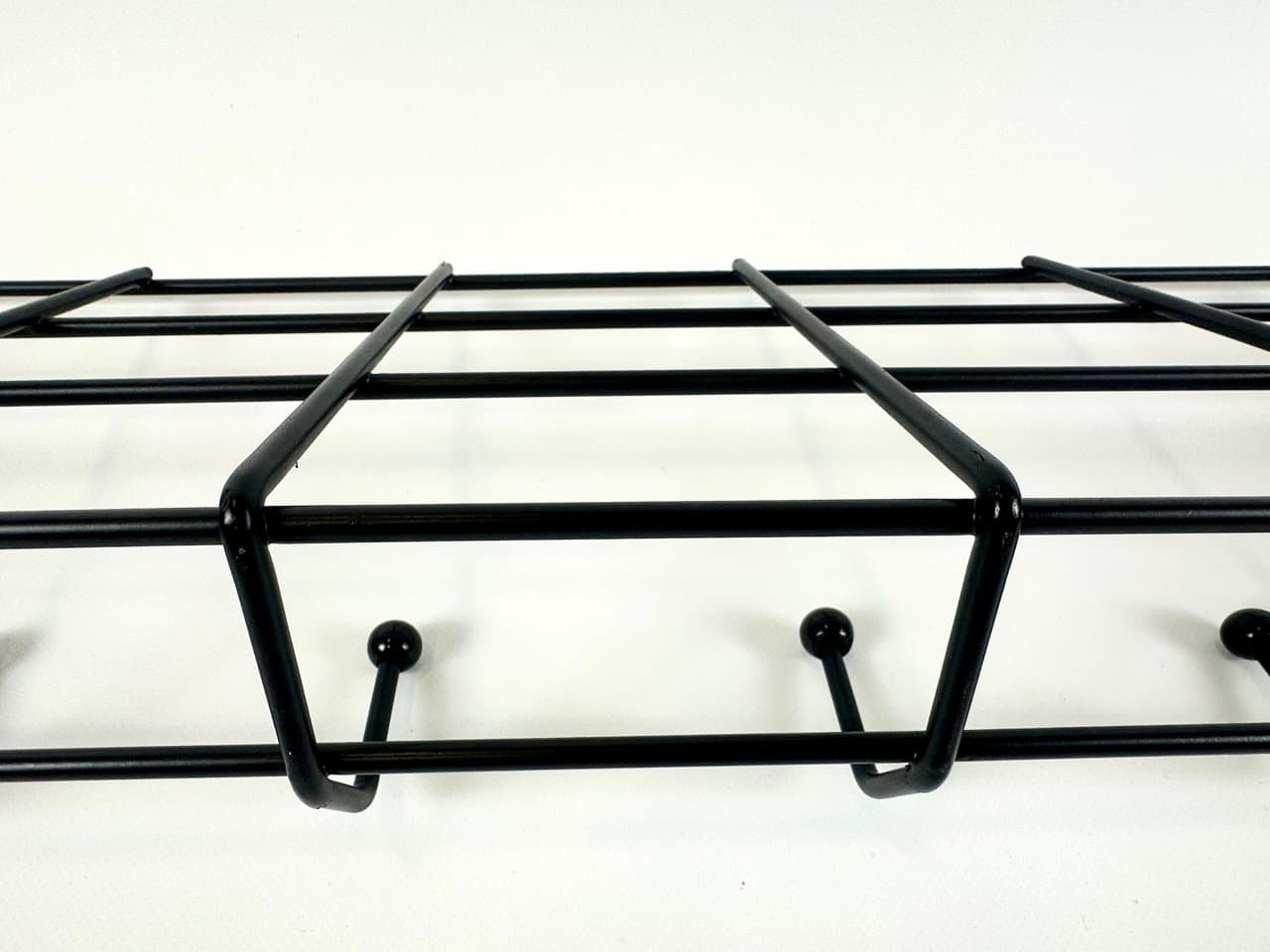 Wall-mounted rack String, brown teak, black metal, Germany, 1960s. - 150101