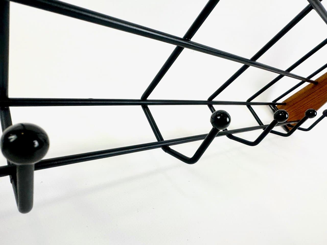 Wall-mounted rack String, brown teak, black metal, Germany, 1960s. - 150104