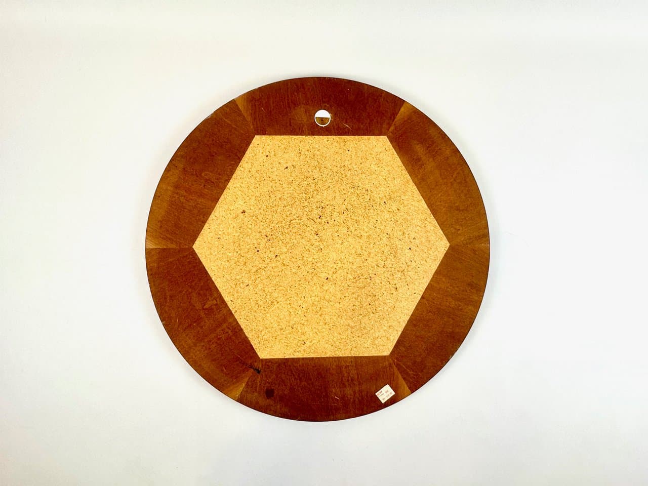 Wall mirror round, brown teak, crystal, Germany, 1960s - 150129