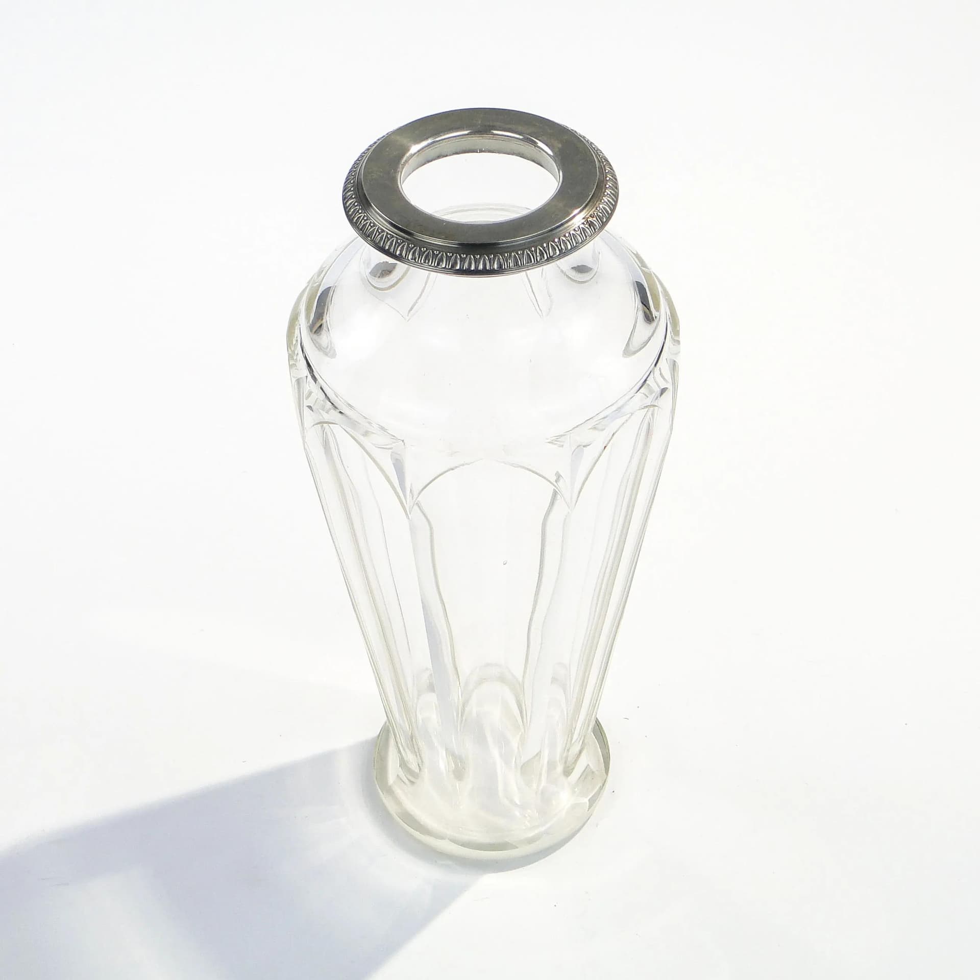 Wazon Art Deco, kryształ przezroczysty, srebro, Baccarat, Francja, lata 30. - 9028