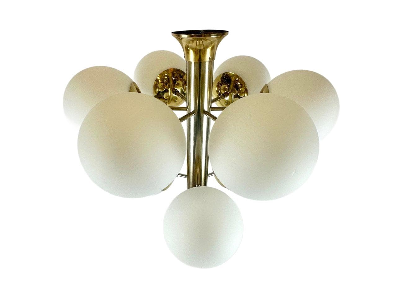 Chandelier Atomic, golden brass, glass, Germany, 1970s.