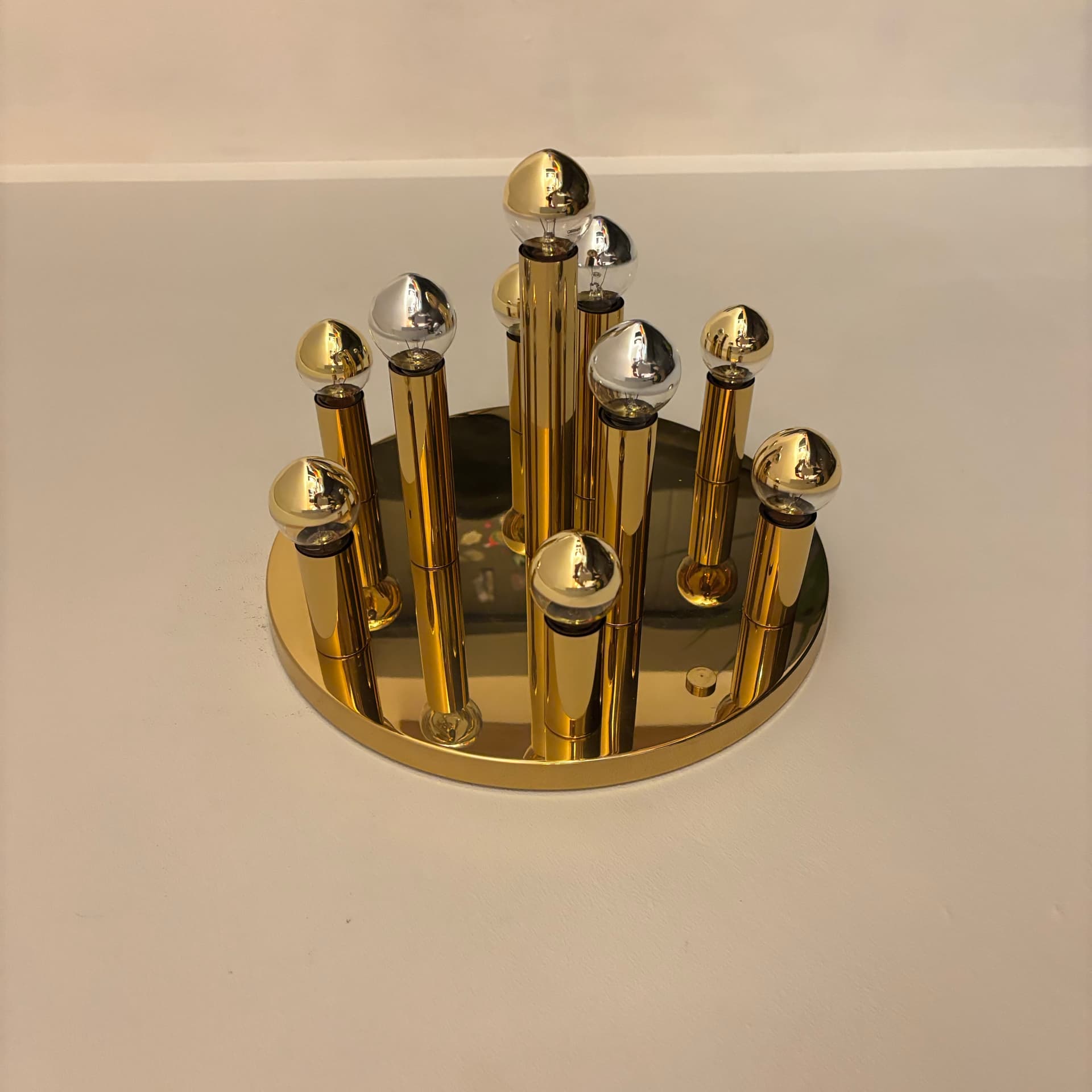 Ceiling or Wall Lamp Space Age, golden brass, Sölken Leuchten, Germany, 1970s. - 131831