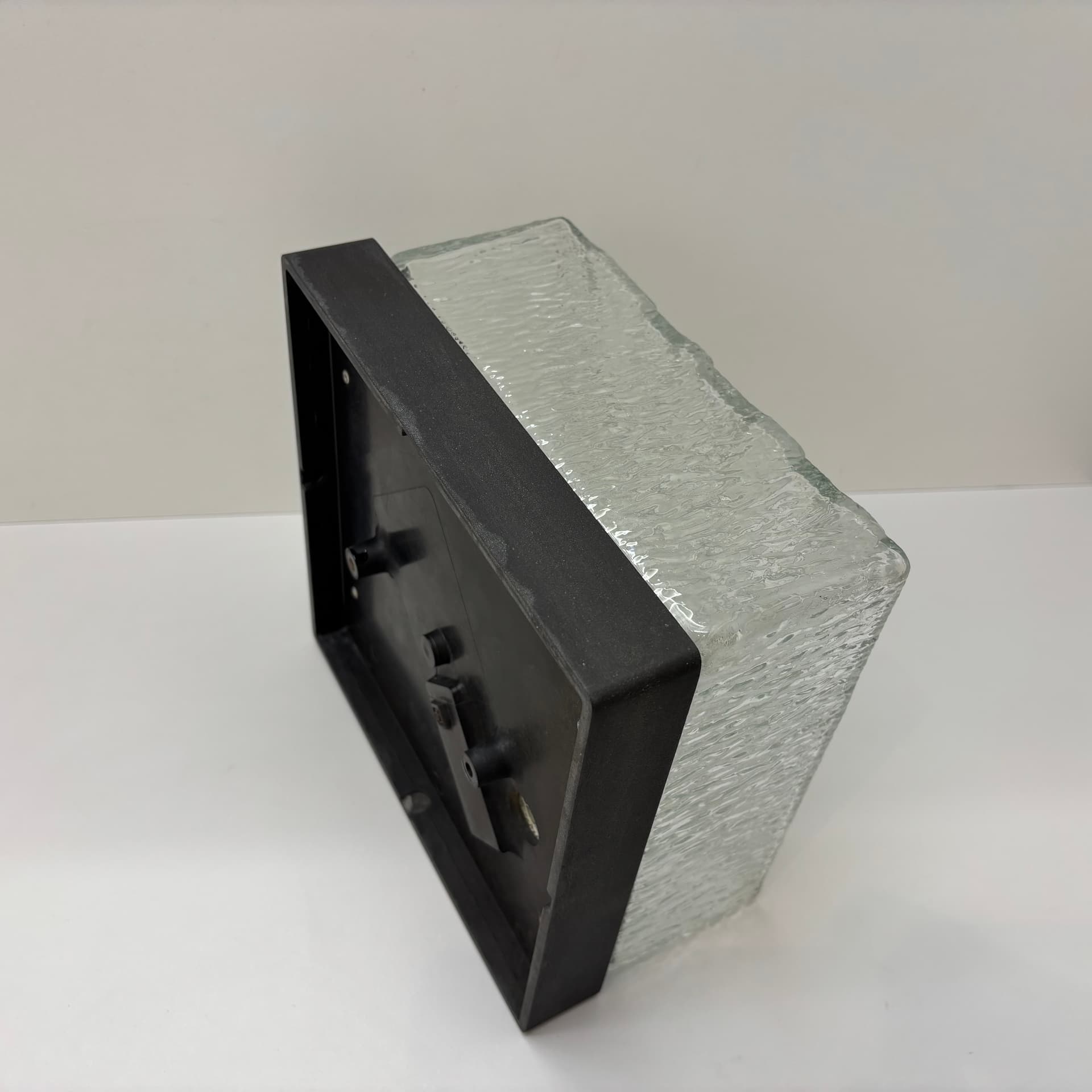 Wall lamp, transparent glass, black bakelite, ERCO, Germany, 1970s. - 131836