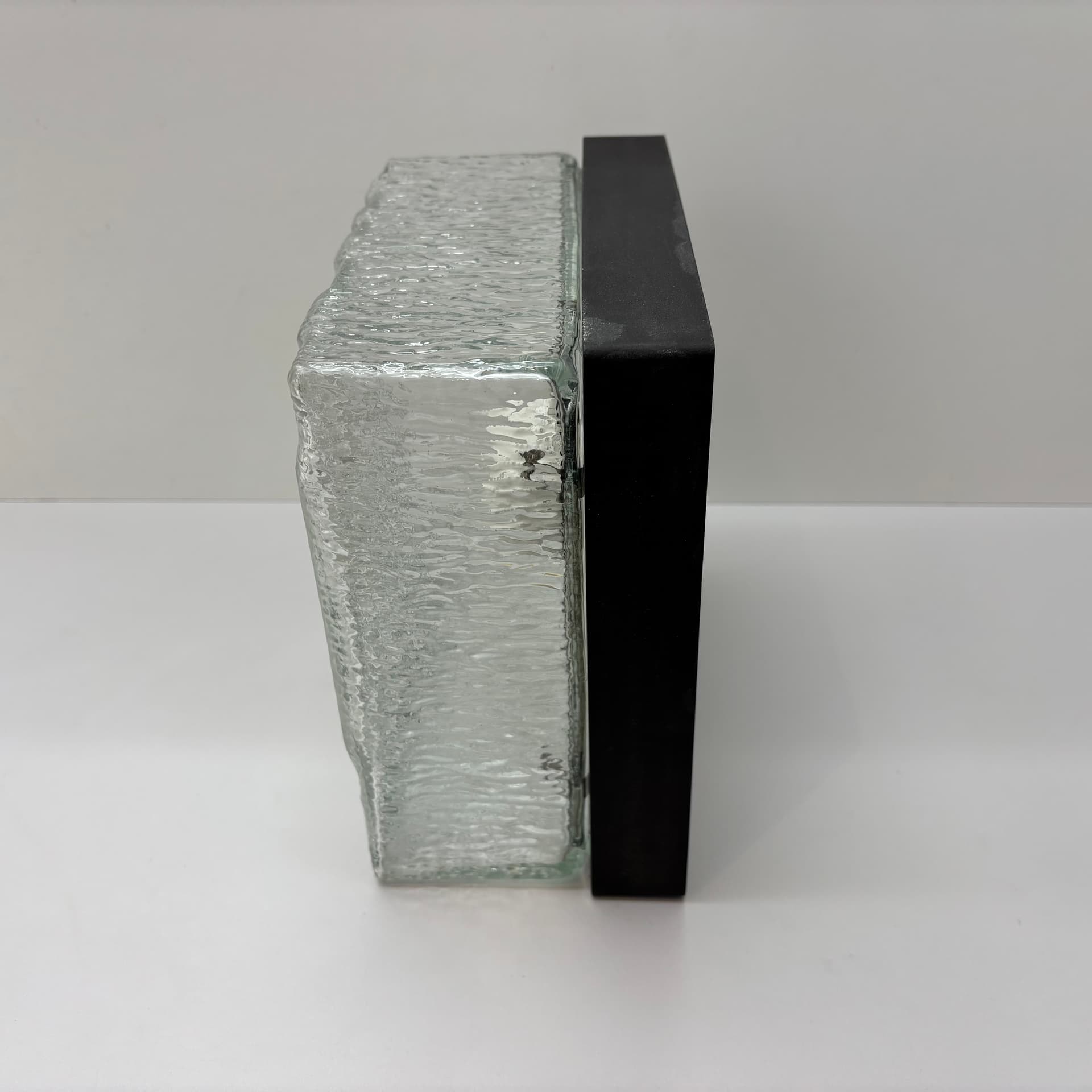 Wall lamp, transparent glass, black bakelite, ERCO, Germany, 1970s. - 131835