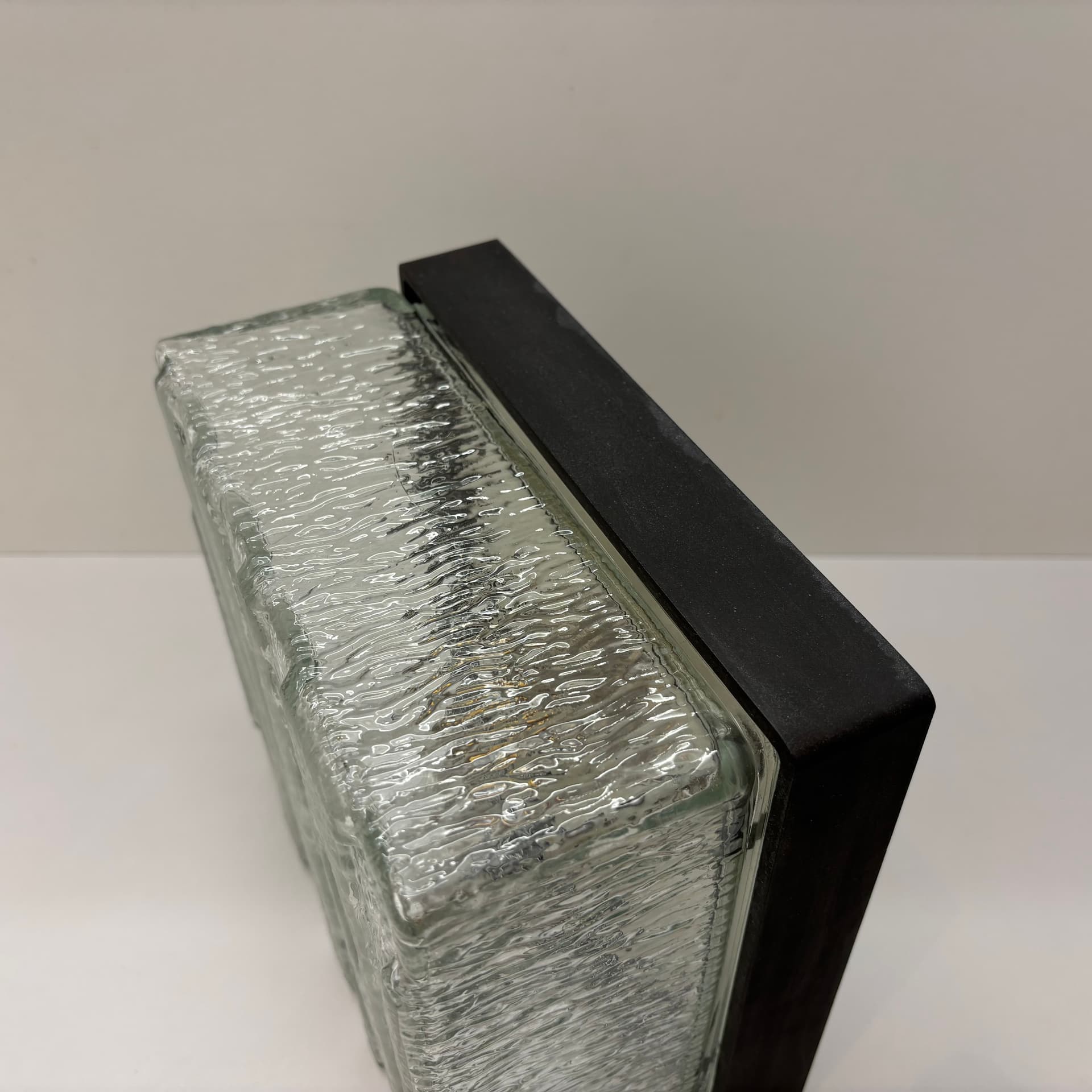 Wall lamp, transparent glass, black bakelite, ERCO, Germany, 1970s. - 131840