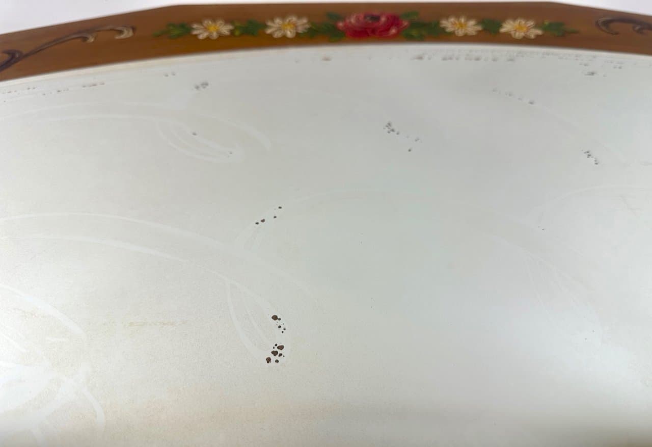 Wall mirror, hand-painted, brown wood, glass, Austria, 1980s. - 150191