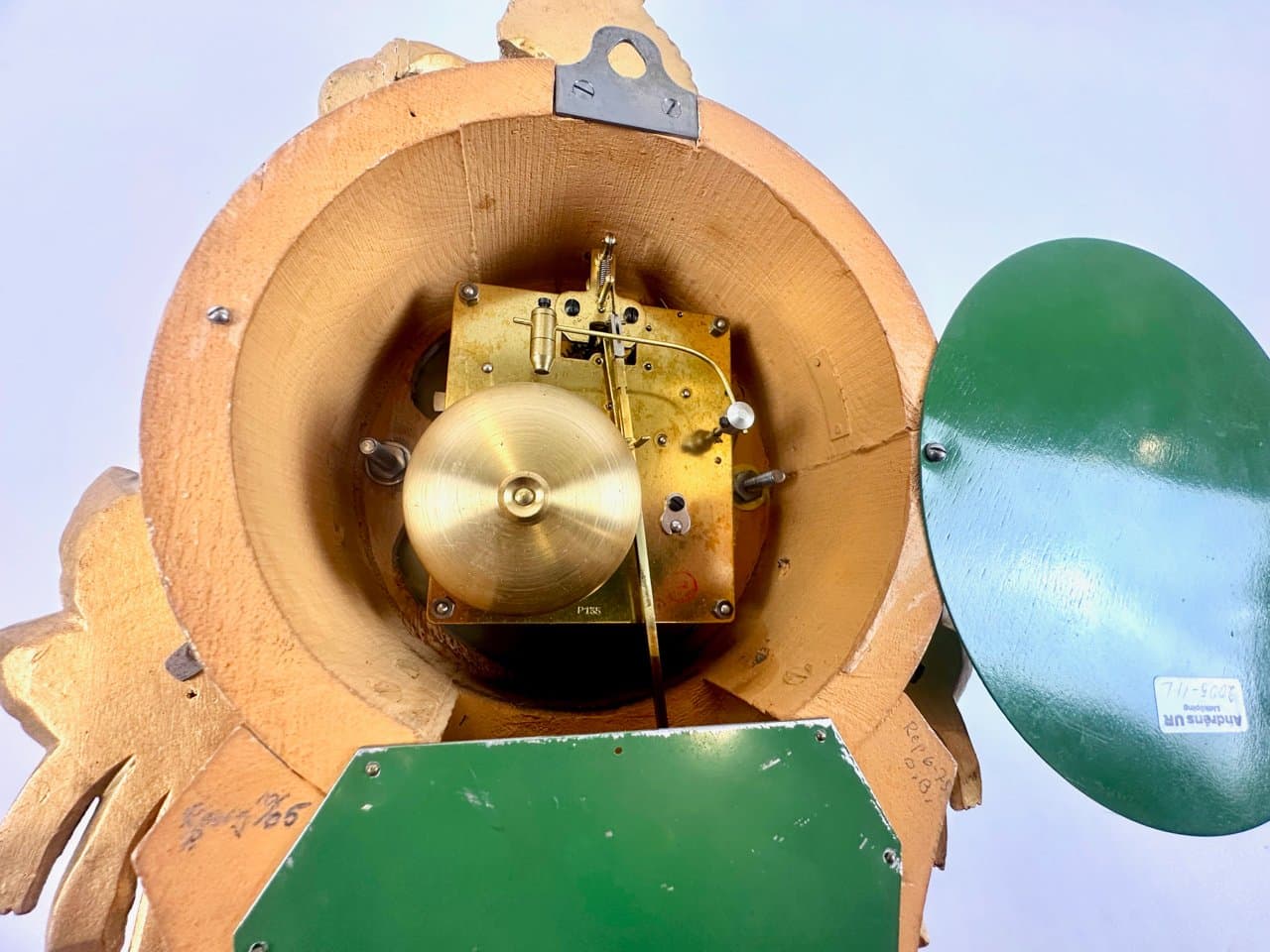 Zegar ścienny Rococo, złoty, drewno, Szwecja, lata 60. - 150242