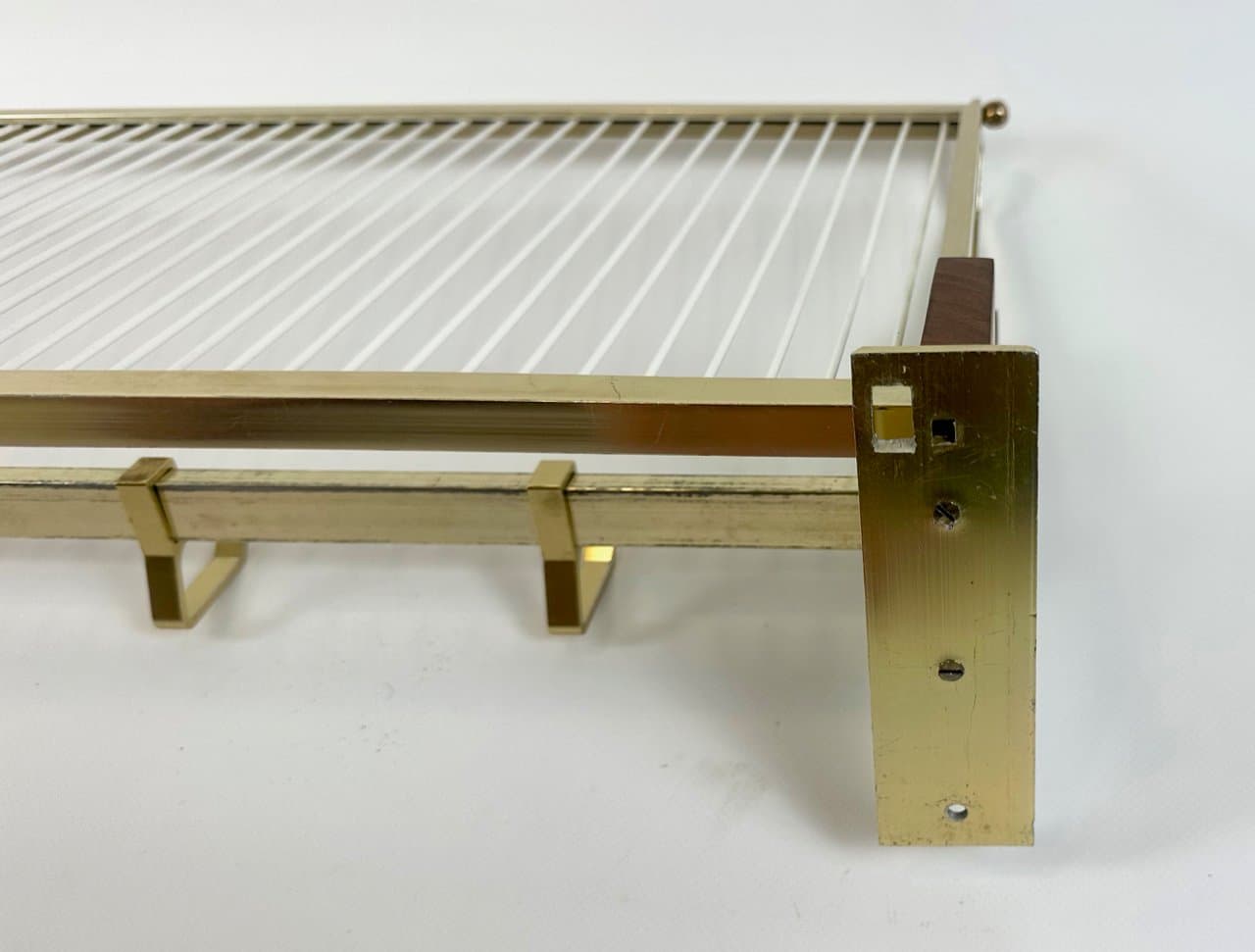 Wall-mounted coat rack, brown teak, golden brass, Germany, 1960s. - 150255