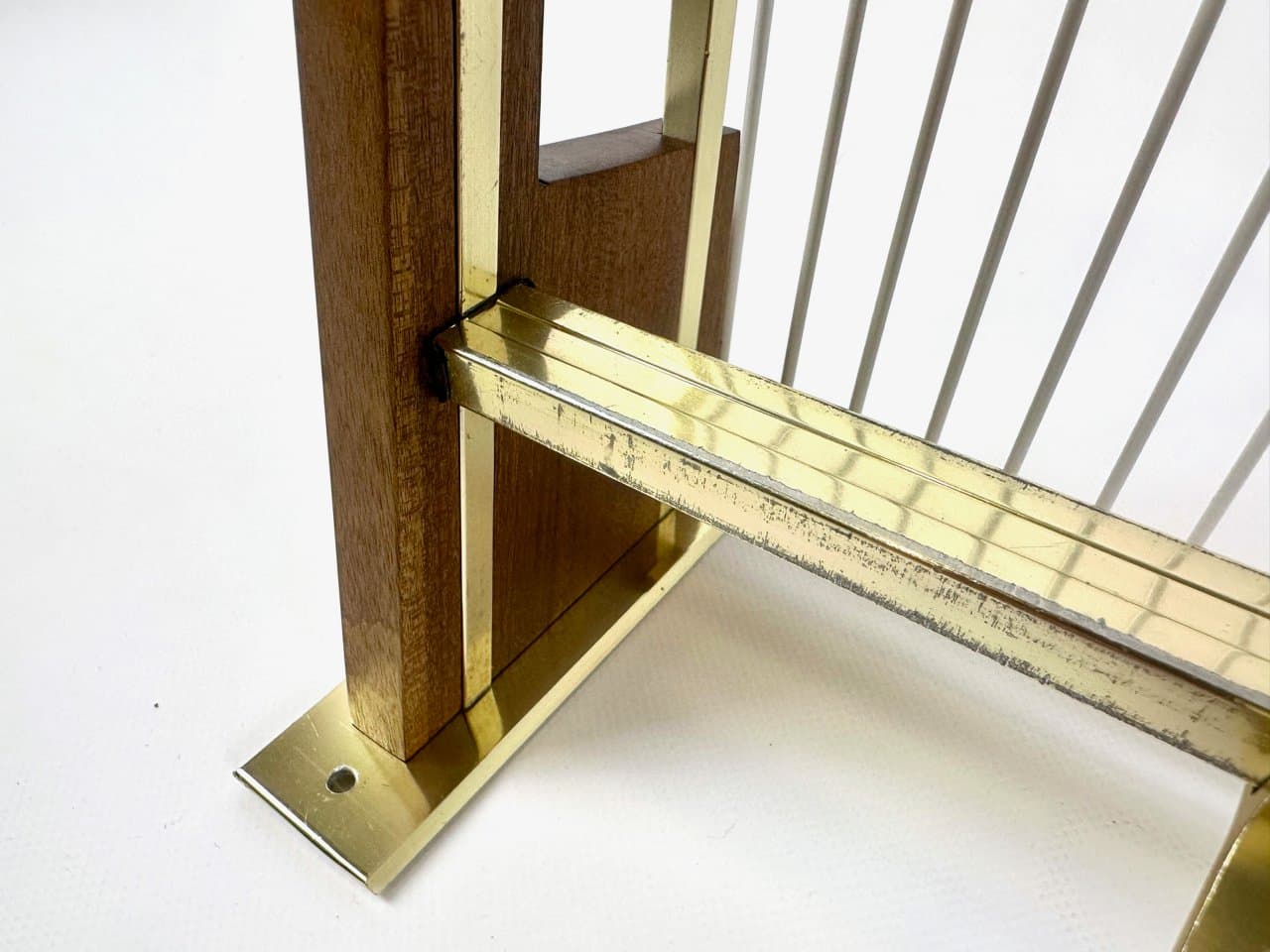 Wall-mounted coat rack, brown teak, golden brass, Germany, 1960s. - 150252