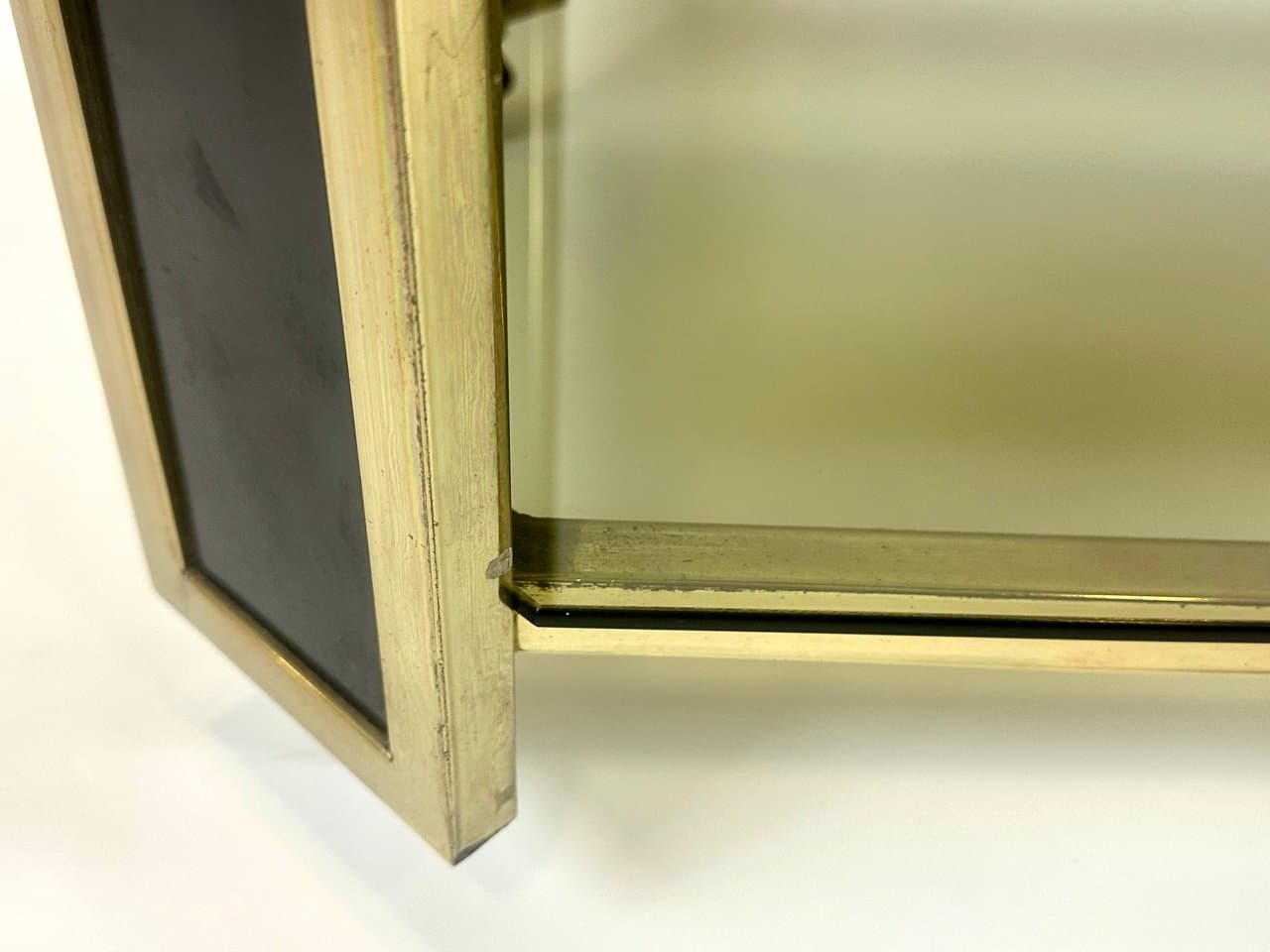 Barek na kółkach, złoty, mosiądz, szkło dymione, Austria, lata 80. - 150331