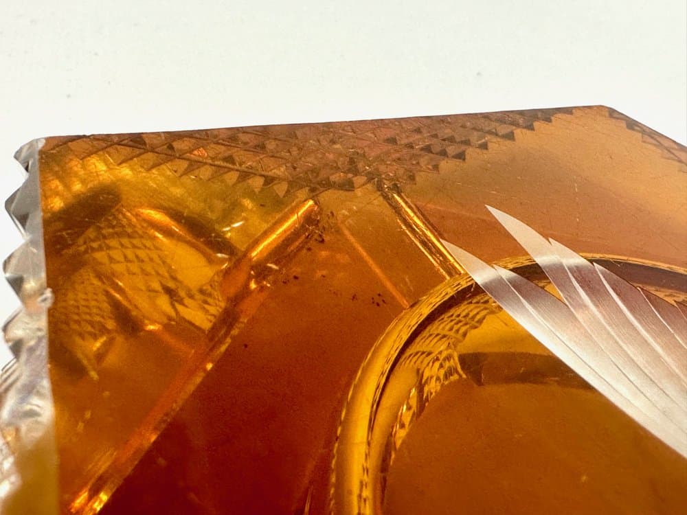 Popielniczka, pomarańczowy, szkło, Polska, lata 60. - 150345