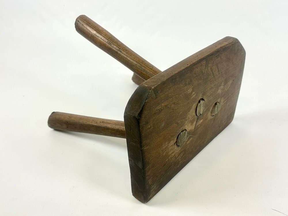 Milking stool, rustic, dark brown, beech oak, Europe, 19th c. - 150350