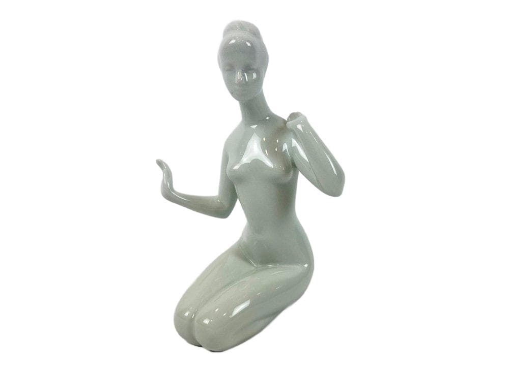 Figurine Woman, white porcelain, by J. Černoch, Royal Dux Bohemia, Czech Republic, 1960s.