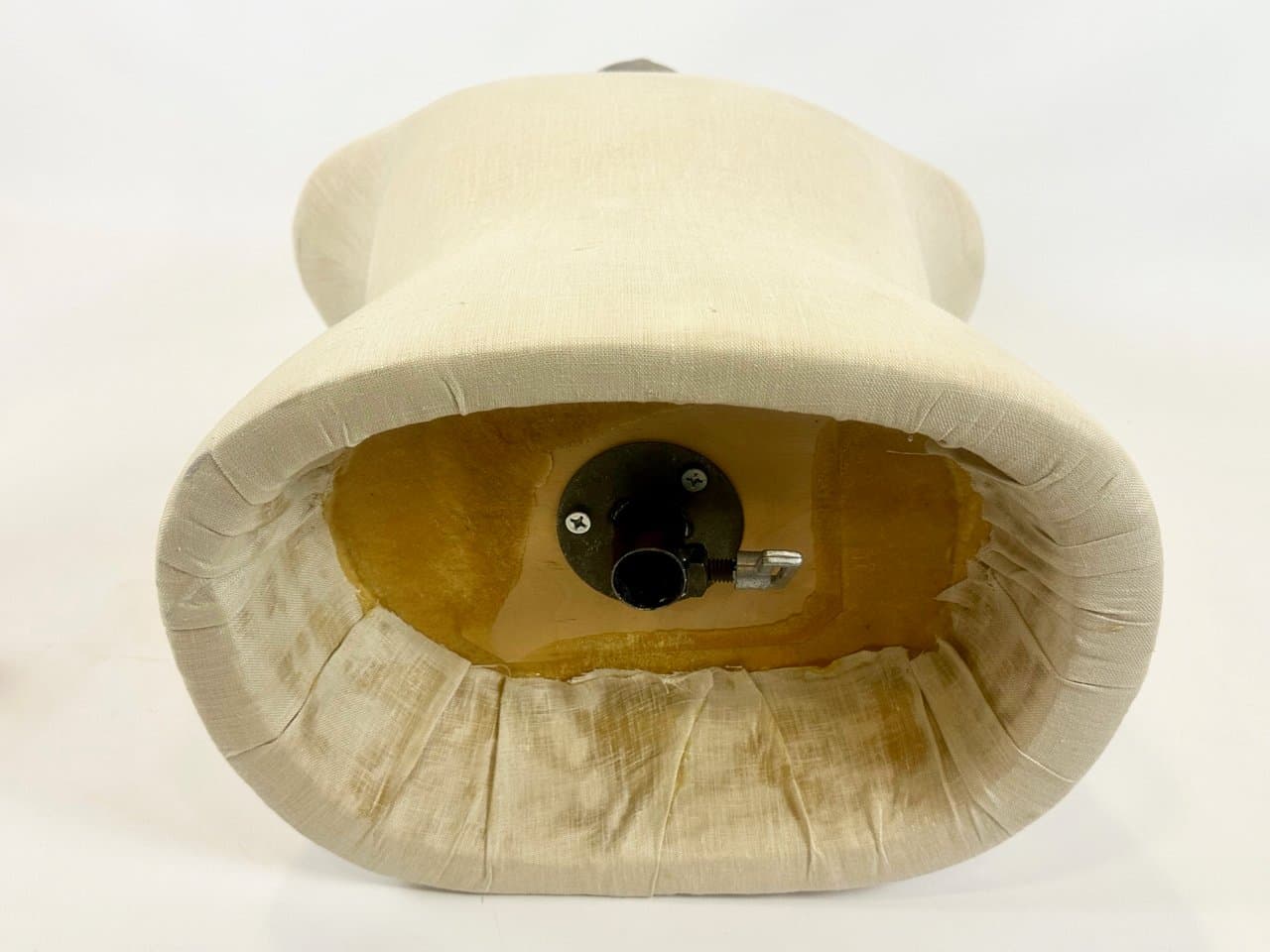 Manekin krawiecki mid-century, len beżowy, metal, plastik, Szwecja, lata 60. - 150369