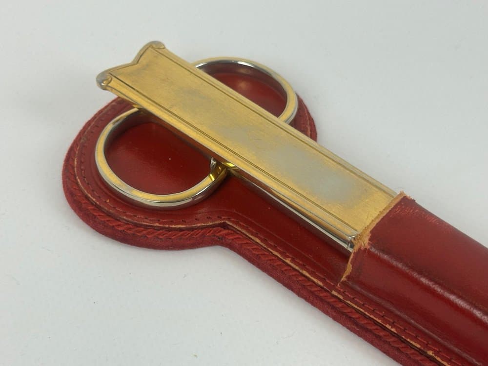 Zestaw biurowy, skóra bordowa, stal, złocenie, Ed. Wüsthof Solingen, Niemcy, lata 60. - 150403