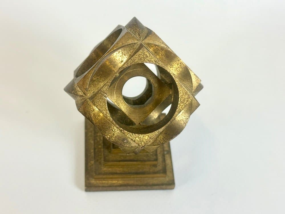 Przycisk do papieru geometryczny, złoty, brąz, lata 70. - 150441