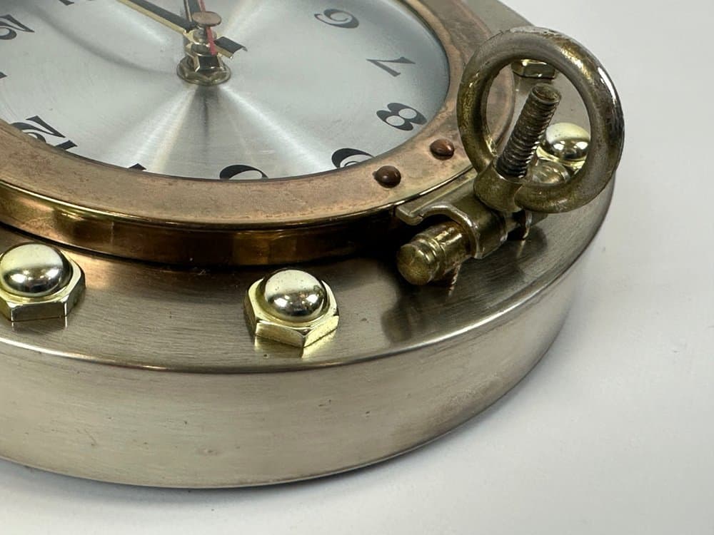 Zegar ścienny Royal Craft Port Hole, złoty, srebrny, mosiądz, stal, Japonia, lata 80. - 150486