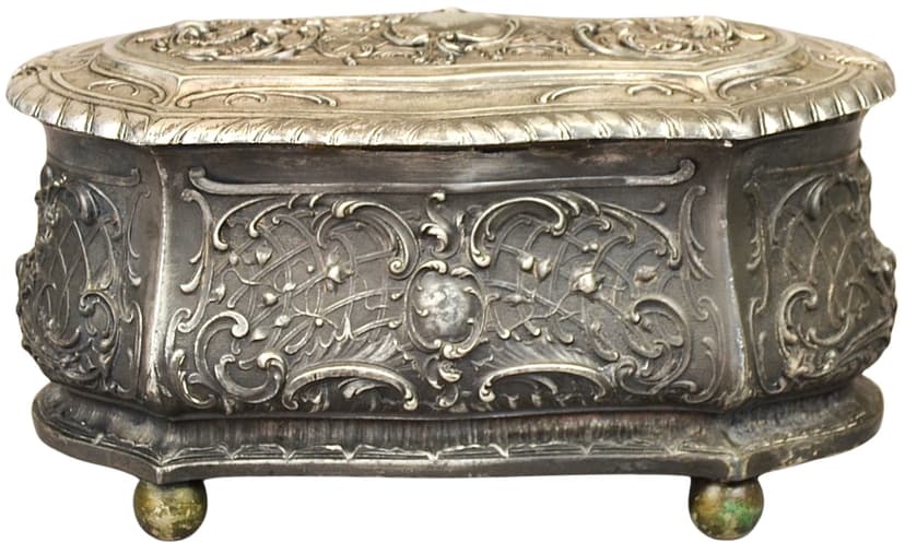 Skrzynka dekoracyjna Rococo, metal srebrny, WMF, Niemcy, XIX w.