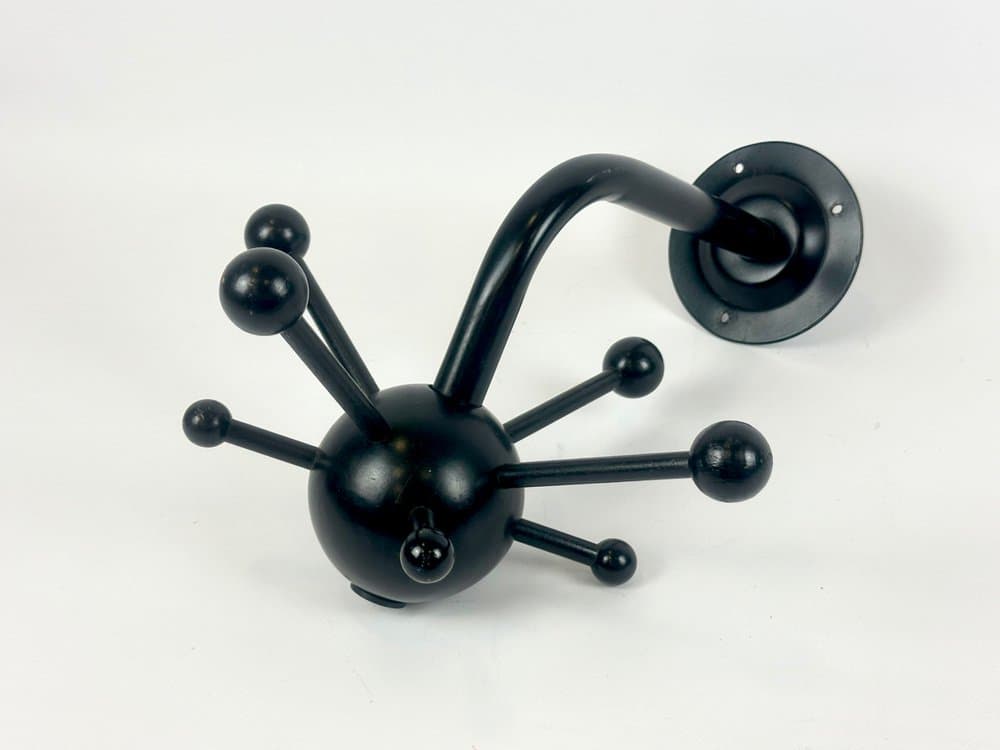 Wall-mounted coat rack Sputnik, black steel, Ikea, 1990s. - 150528