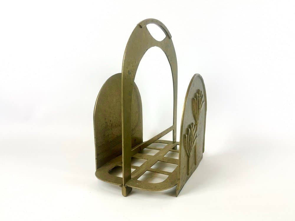 Magazine Rack Brutalism, gold brass, Italy, 1970s - 150541