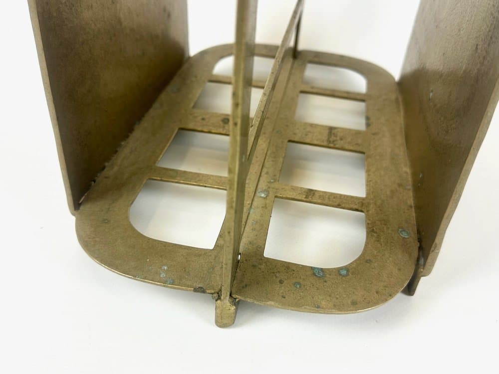 Magazine Rack Brutalism, gold brass, Italy, 1970s - 150546