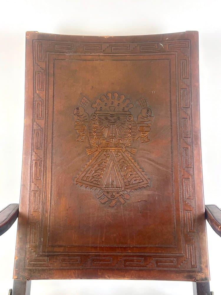 Krzesło składane, brązowy, skóra naturalna, Ekwador, lata 50. - 150598