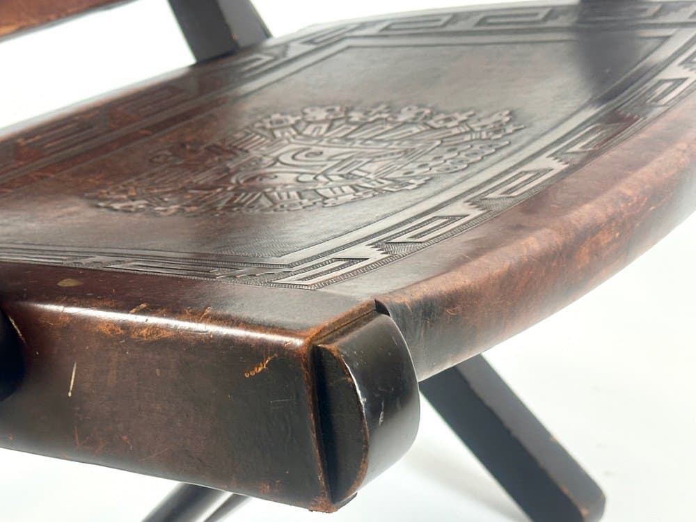 Krzesło składane, brązowy, skóra naturalna, Ekwador, lata 50. - 150599