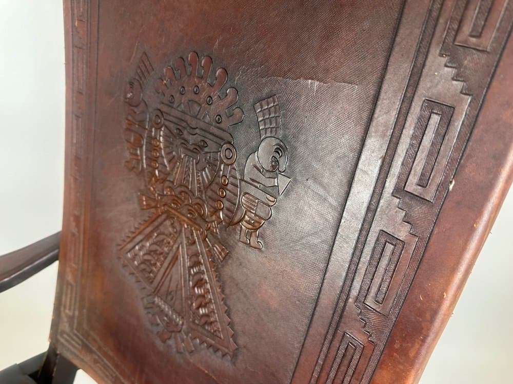 Krzesło składane, brązowy, skóra naturalna, Ekwador, lata 50. - 150595