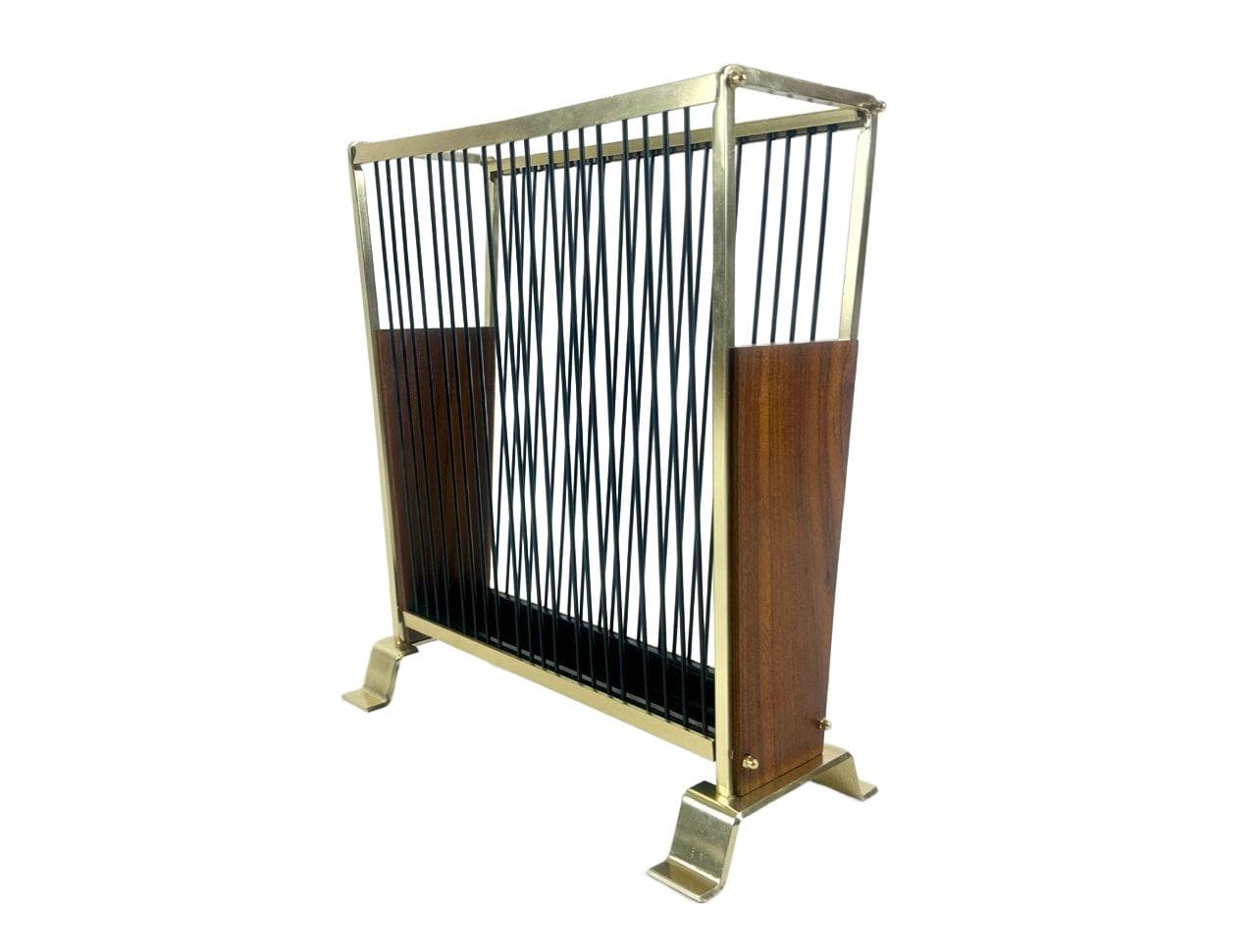 Umbrella Stand, brown, teak wood, brass, steel, Germany, 1960s.