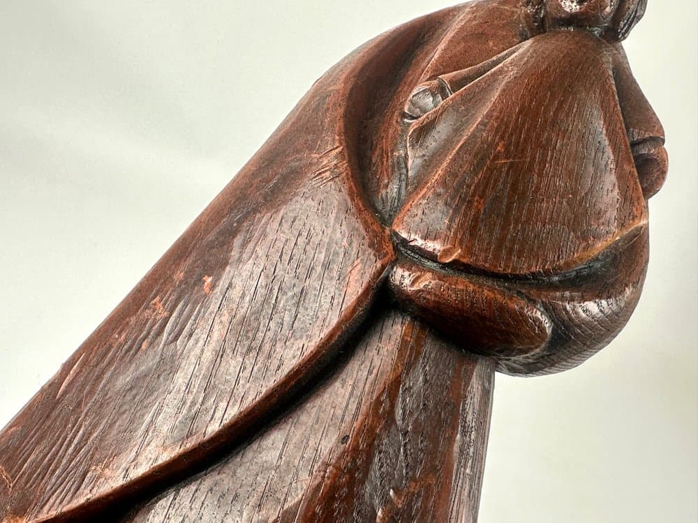 Figurka ścienna Madonna z Dzieciątkiem, brązowy, drewno teak, lata 70. - 150693